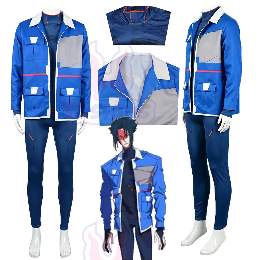Game Cyberpunk Cosplay Edgerunners 2 Netrunner D Cosplay Costume Blue Cargo Jacket Coat Unisex Comic Halloween Party