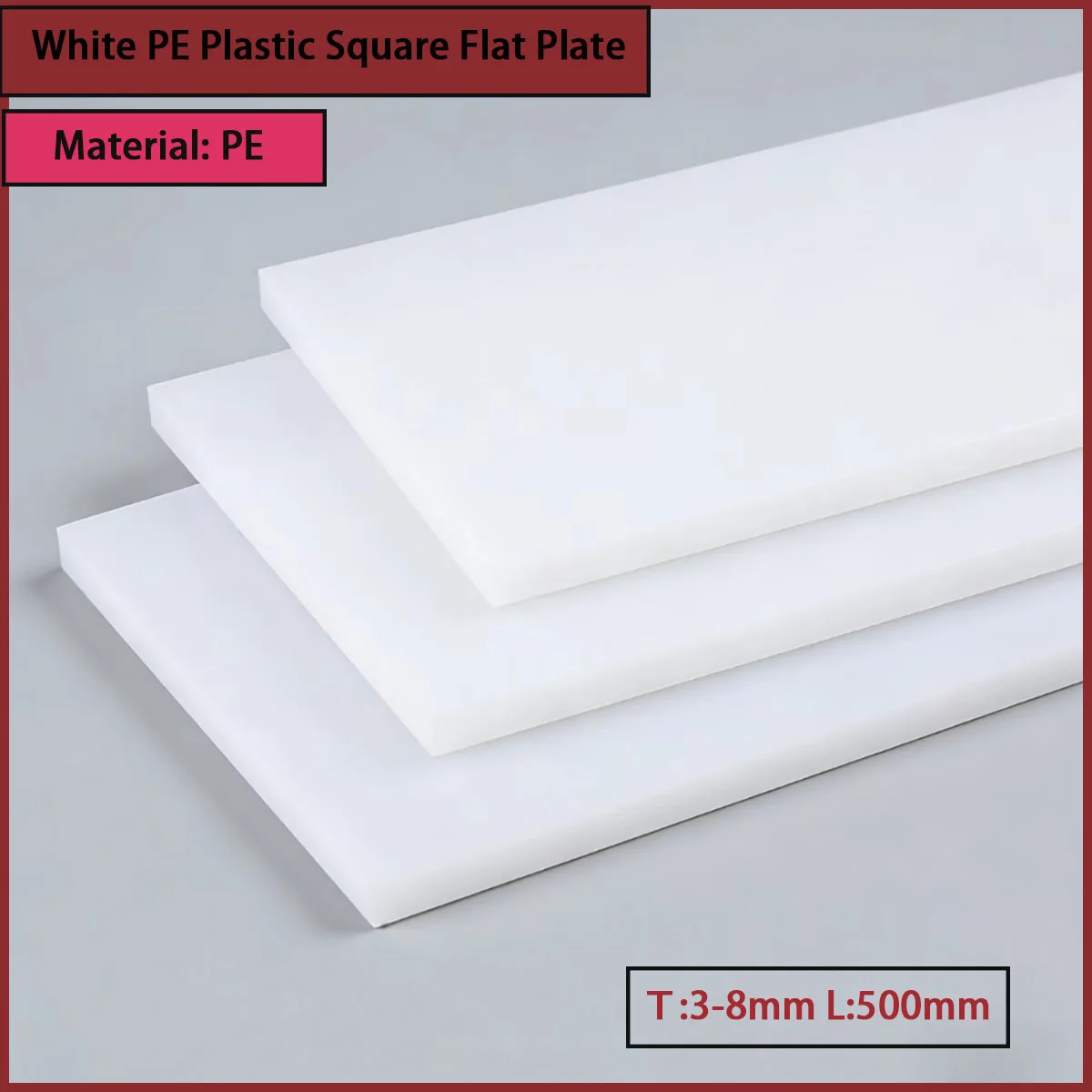 Wear-Resistant White PE Plastic Square Flat Plate with a Thickness of 3-8mm, Used for Home and Outdoor Waterproof Pads, Etc