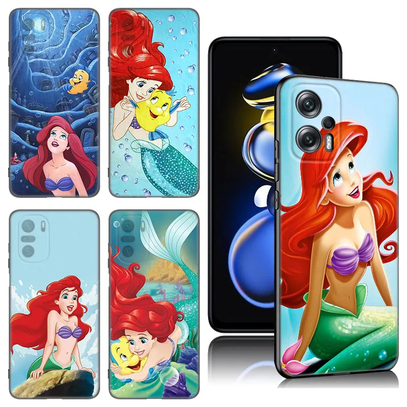 The Little Mermaid Phone Case For Xiaomi POCO X3 X4 NFC F5 M2 M3 M4 M6 X5 Pro F3 F4 GT 5G C31 C55 M5S Black Silicone Cover