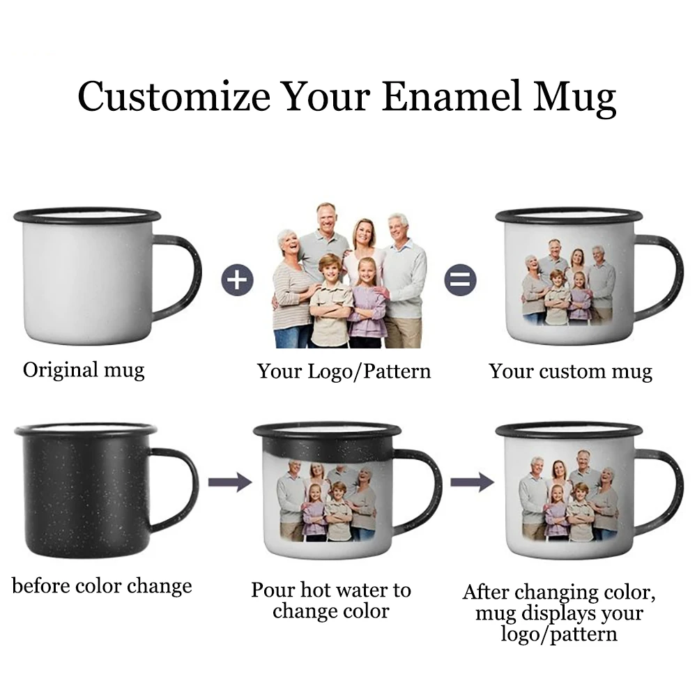 Customized Enamel Mug With Free Printing Coffee Mugs Mug That Changes Color When Poured With Hot Water Christmas Cups Beer Cup