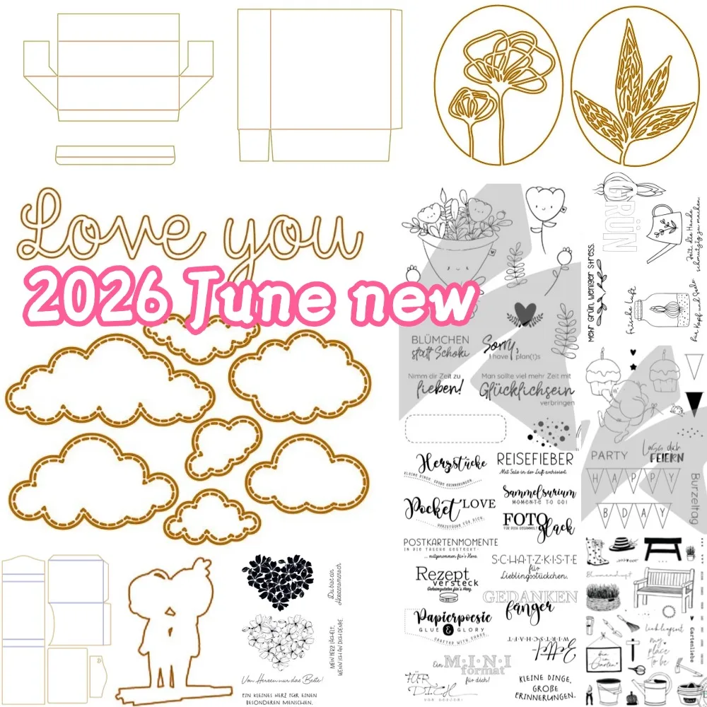 2026 Juni Neu: Grüne Klickbox Metall-Stanzformen und Stempel für DIY Scrapbooking, Fotoalben, Prägung, Dekorative Papierkarten