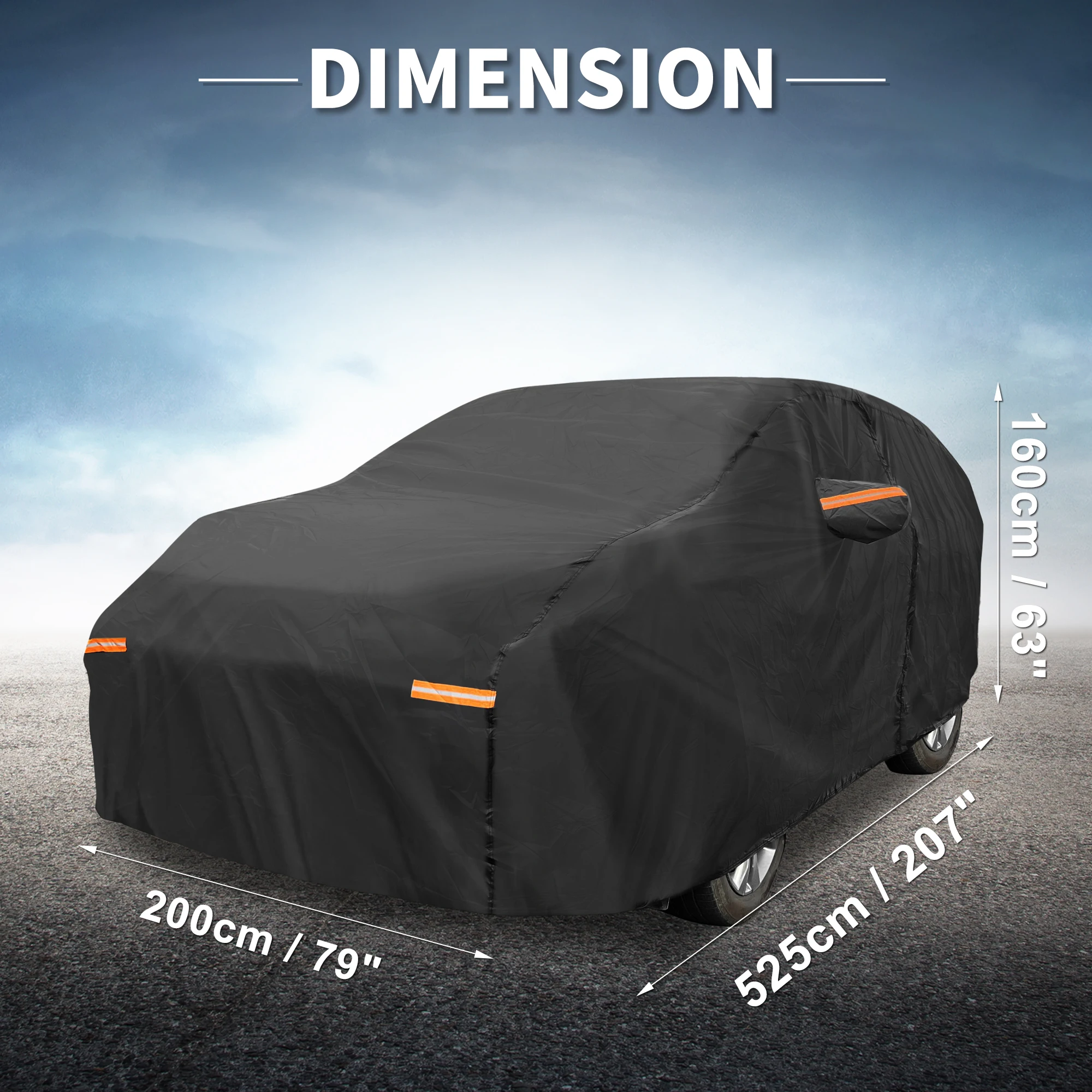 UXCELL Waterproof Car Cover Aluminum Film Car Outdoor Full Car Cover for Toyota Sienna with Driver Door Zipper 525x201x160cm