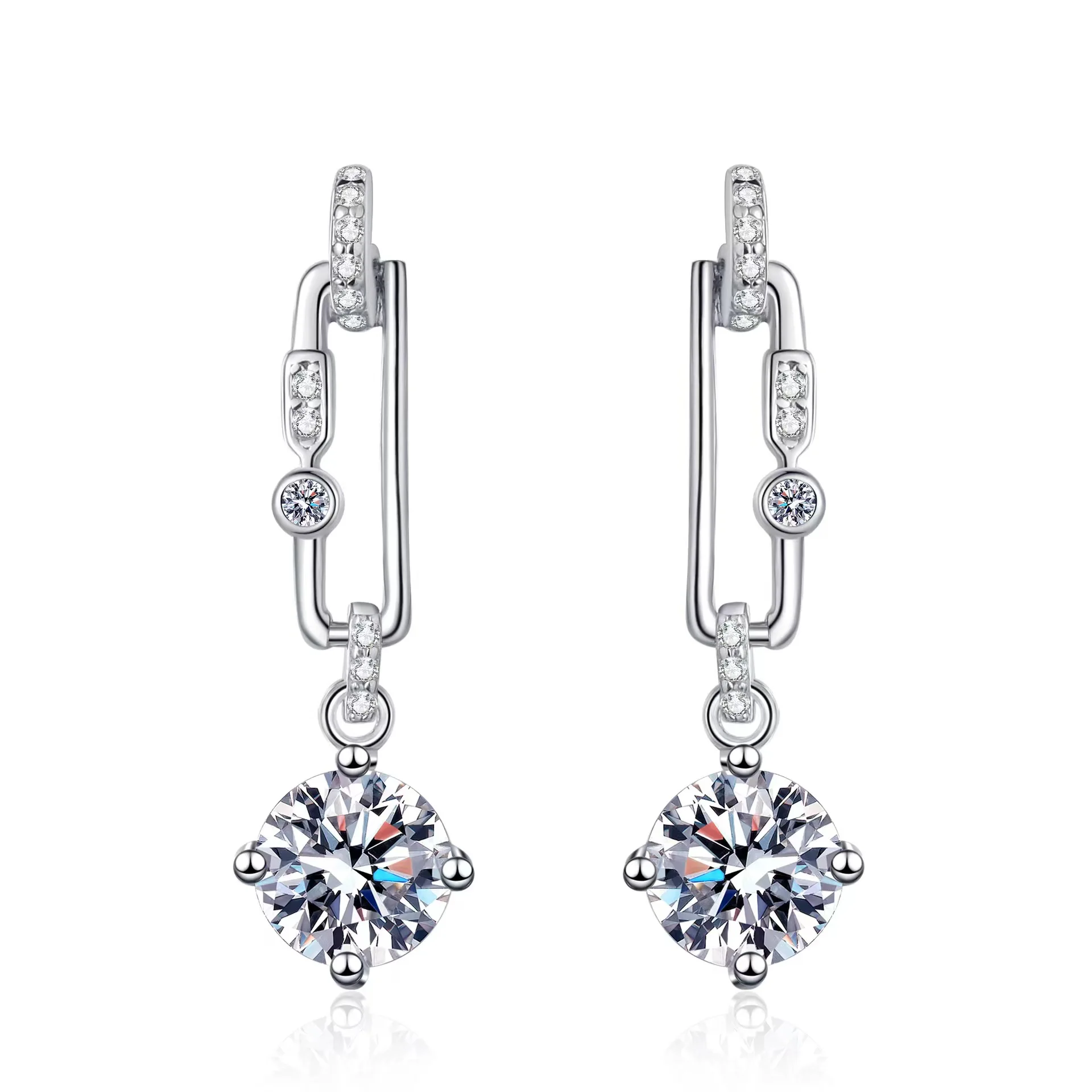 

high quality 1ct vvs1 D color round cut moissanite diamond earrings jewelry 925 sterling silver eardrop