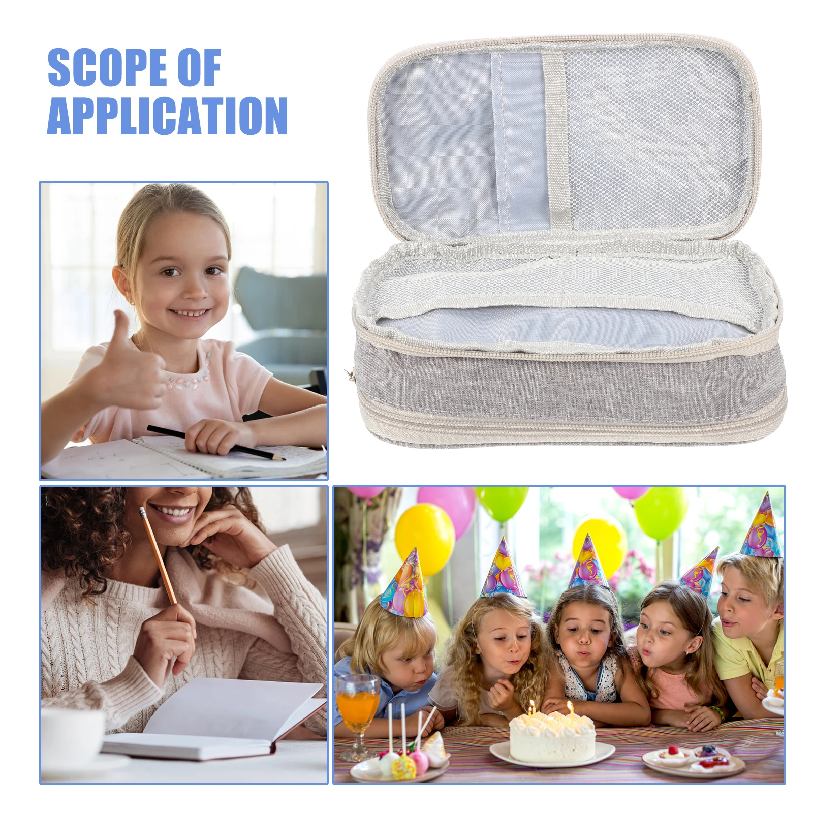 

Multifunctional Bag Large Capacity Three Layers Portable School Accessory Zipper Pencil Case Canvas Pen Pouch For