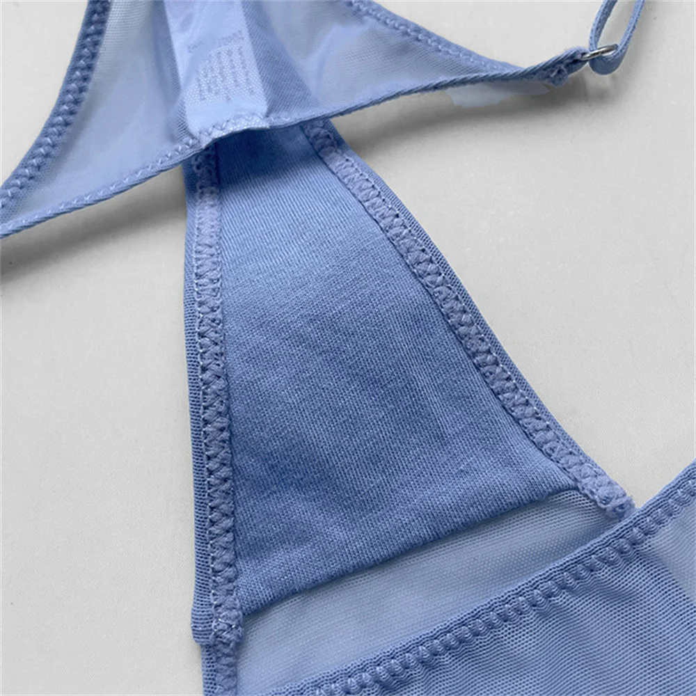 4 ks růžové vysoké střihy tanga dámské spodní prádlo perspektivní síťované sexy nastavitelný tenký pásek tangá sportovní fitness gázové kalhotky - náhled 5