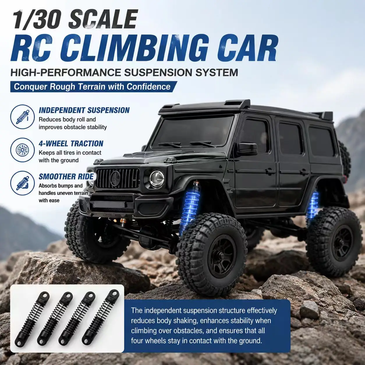 AX30 Remote Control Climbing Car 1/30 Scale 4WD RC Simulated Brabus G63 Mini Desktop Electric All Terrain Brushed Off Road