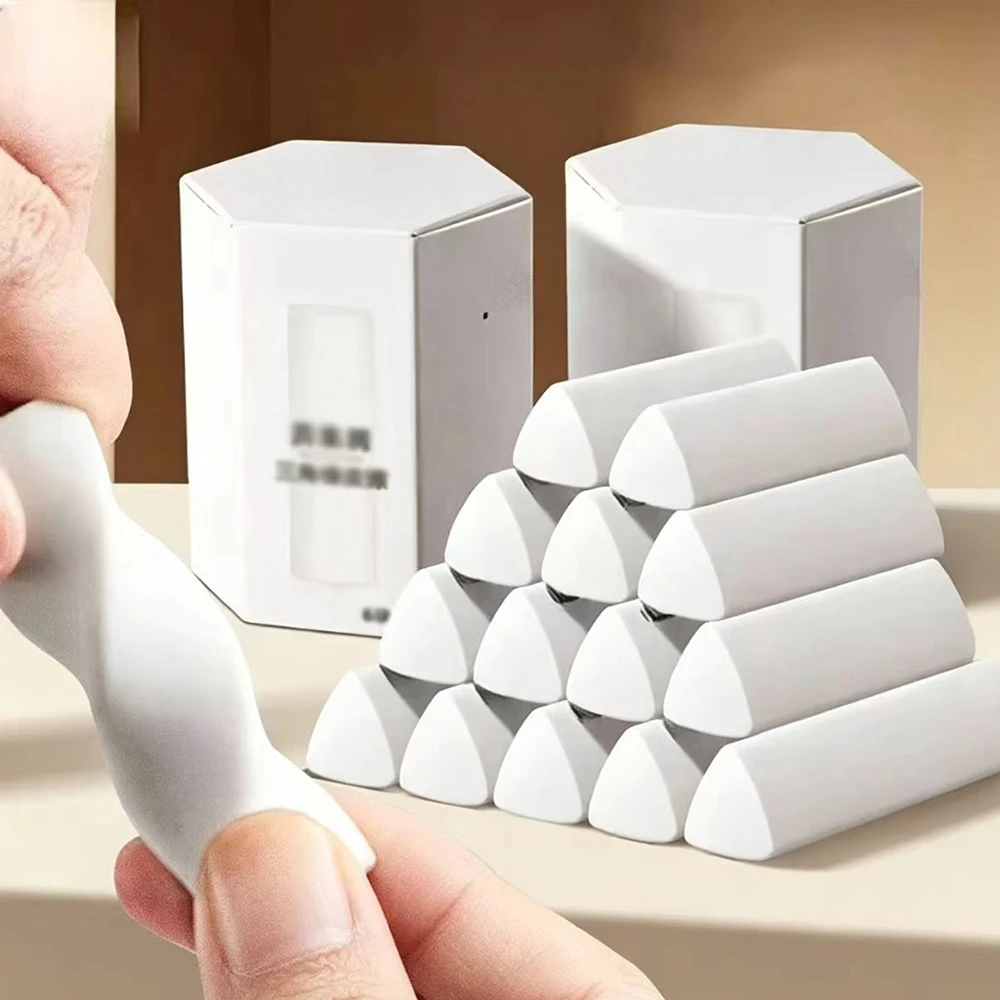 Triangle eraser with upright posture, few shavings, clean and not damaging paper. Students use HB pencil eraser