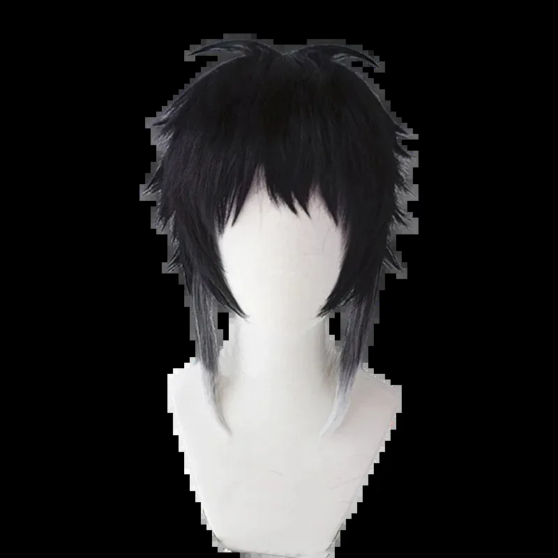 

2025 yiyiBungo Bungou Stray Dogs Ryunosuke Akutagawa Косплей Короткие черные с белыми термостойкими волосами Аниме Парики + парик