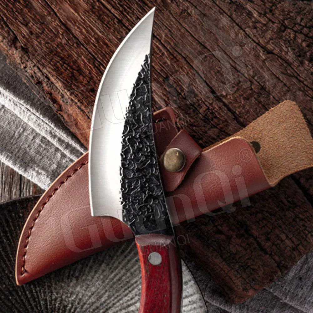 Full Tang Handmade Boning Knifes Handmade Forged Steel Slicing Chef Kitchen Butcher Knife with Cover Meat Cleaver Hunting Knifes