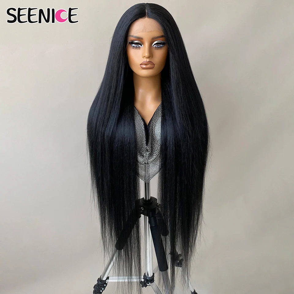 

40 Inch 13x6 Lace Front Straight Wigs Blonde Super Long Synthetic Pre-plucked Lace Wigs HD Lace Frontal Wig For Fashion Women