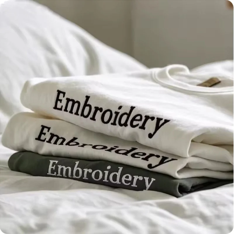 Custom Woman and Men Embroidery Logo T Shirt Premium 100% Cotton T Shirt