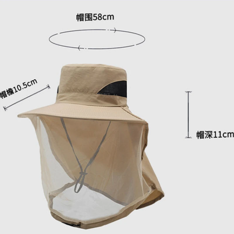 Summer Insect Proof Cap Mosquito Hat For Women Men Face Neck Protection Bucket Hat Outdoor Jungle Farm Fishing Sun Hat