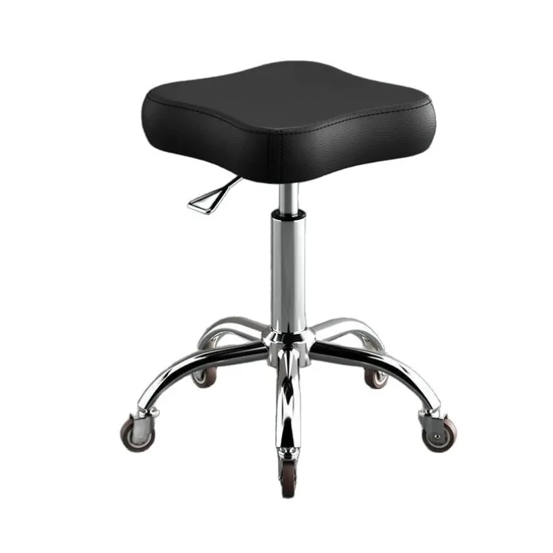 Height Adjustable Swivel Stool with Wheels PU Leather Rolling Stool for Home Kitchen Salon Nail Studio Ergonomic Barber Chair