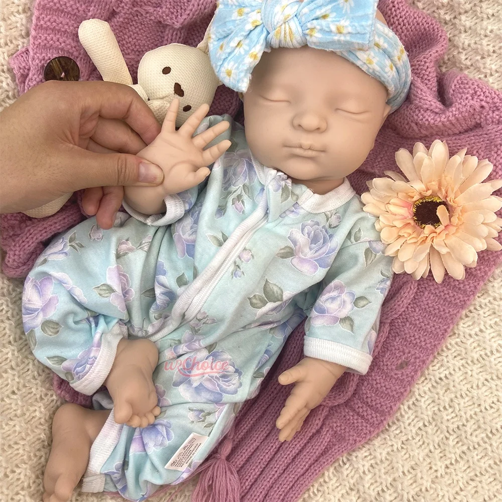 High Simulation 40cm Can Open Mouth Girl Silicone Reborn Doll Exquisite Texture Details Cuddle Doll Soft Touch Feeling for Gift