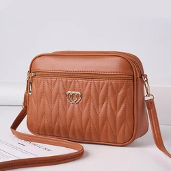 Large Capacity Three Zipper Crossbody Bag New Fashionable and Simple Diamond Shaped Shoulder Bag Monochrome Camera Bag