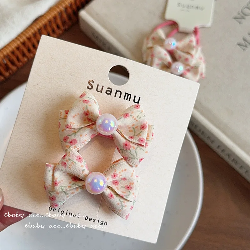 

Pearl Flower Ponytail Holders for Girls Pink Bow Hair Clips Korean Style Elastic Hair Ties for Twin Pigtails Non Slip Cute Sweet