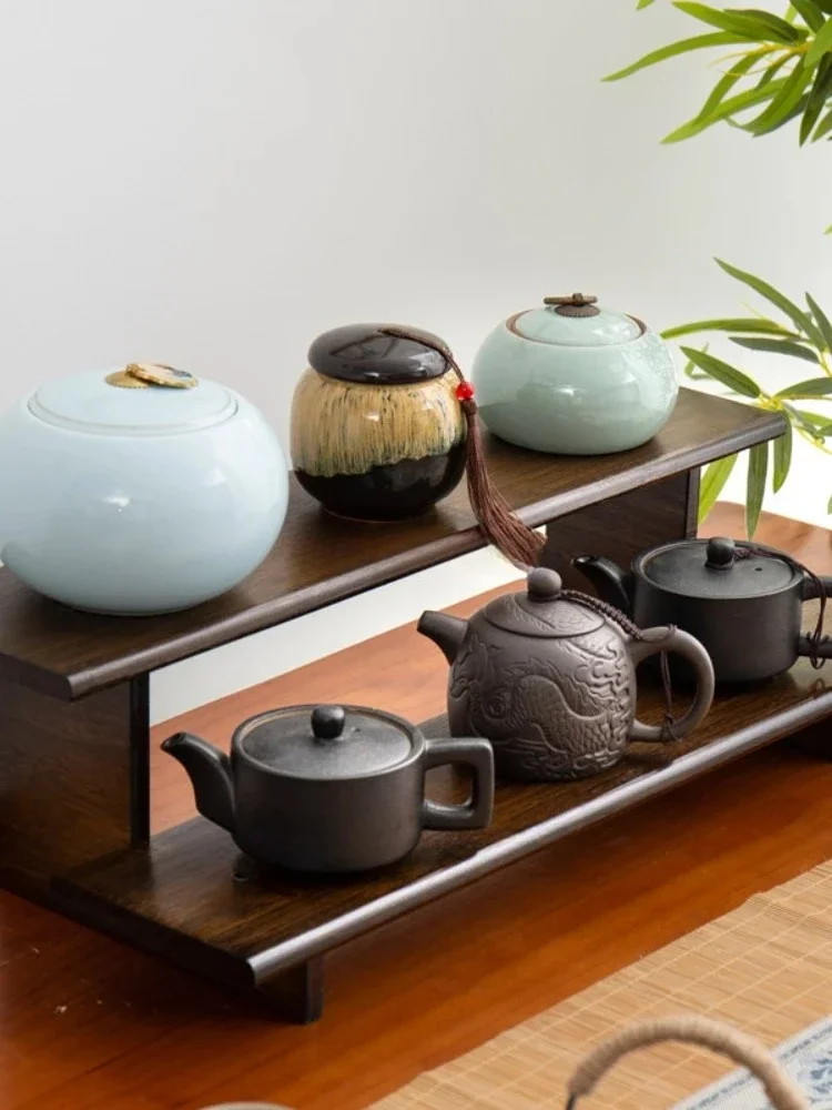 Desktop small display stand tea table ornament tea ware tea storage rack