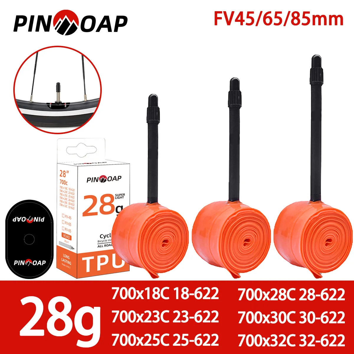 PINMOAP دراجة أنبوب داخلي من البولي يوريثان لصمام بريستا 700x18/23/25/28/30/32C الدراجات الجبلية الطريق الجبلية الأنبوب الداخلي 45 65 85 مللي متر