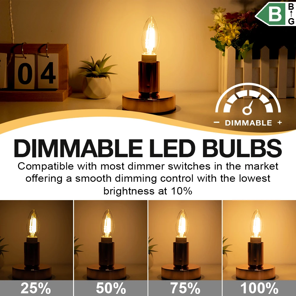 C35 Candle Led Bulb E14 E27 7W 220V Dimmable Vintage Edison Light Bulbs 2700K 4500K 806LM Filament Chandelier Replacement Lamp