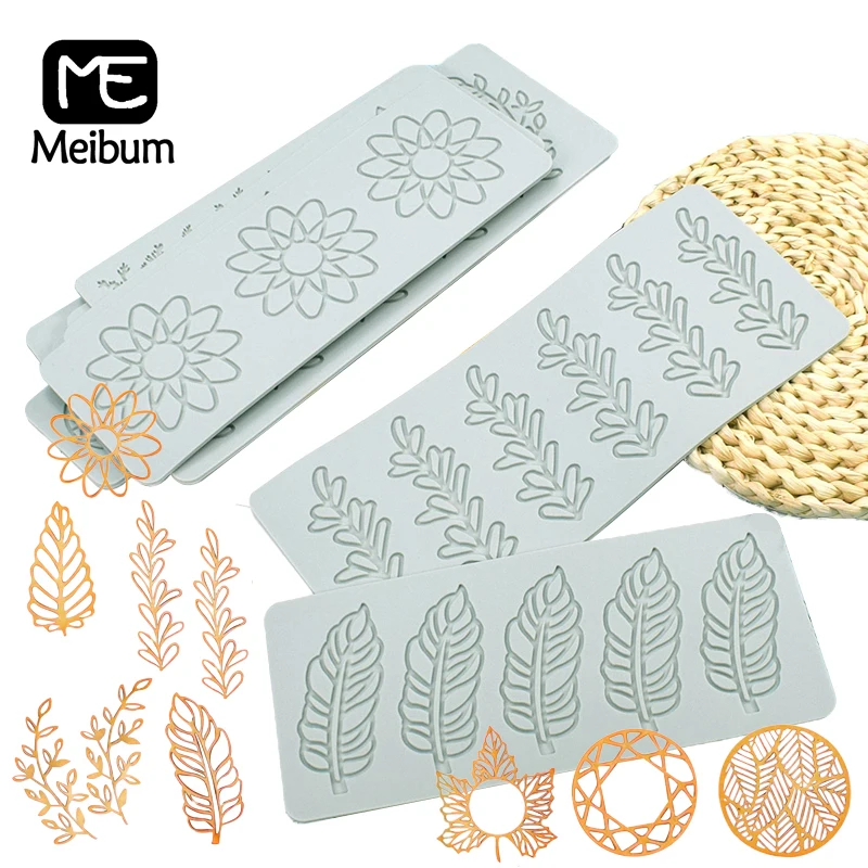 Meibum Cake Lace Mat Bakeware Leaves and Fruit Design Fondant Cake Moulds Sugar Craft Silicone Molds Dessert Decorating Tools