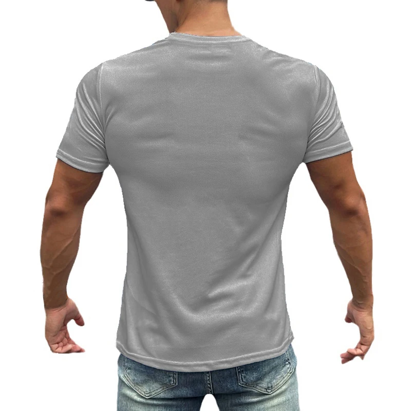 Mens Sports Breathable Short Sleeve T Shirt Quick Dry Running Shirt Mesh Fitness T-Shirt Ice Silk Football Jersey Gym Clothing