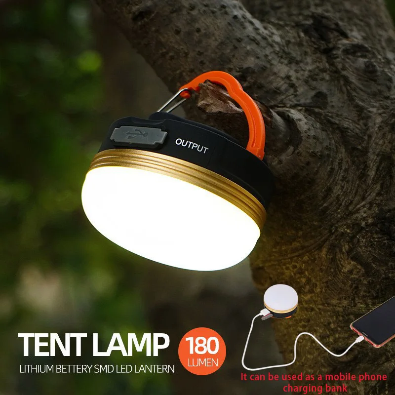 Lanterna de acampamento portátil recarregável LED, alta potência, base magnética, banco de energia para emergência ao ar livre, caminhadas, 3 modos,