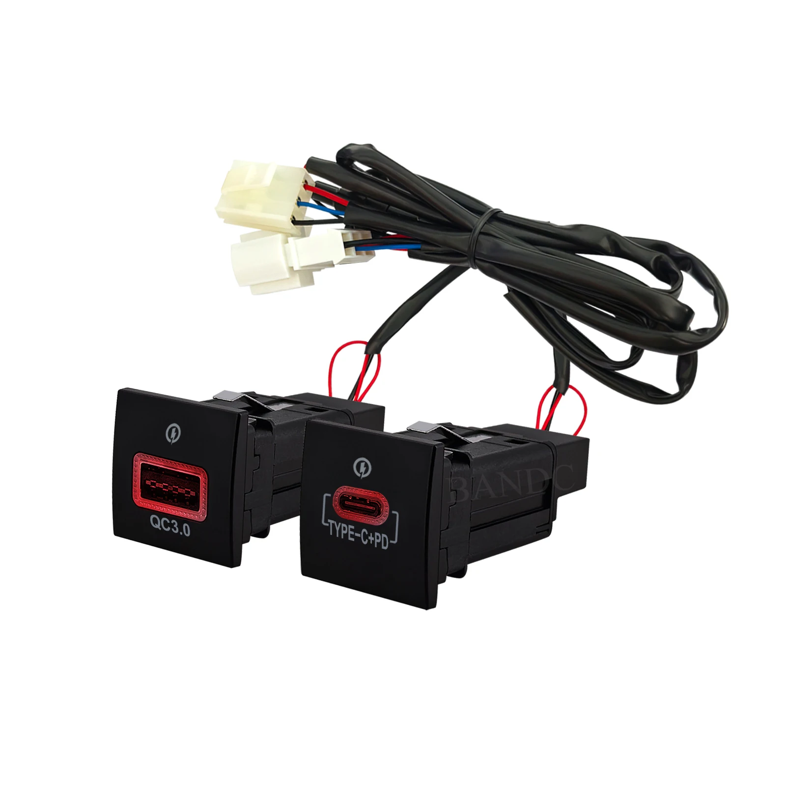 USB QC3.0, TYPE-C PD Autoladegerät mit roter LED für VW Jetta MK5 2010-2014 Golf Scirocco Touran