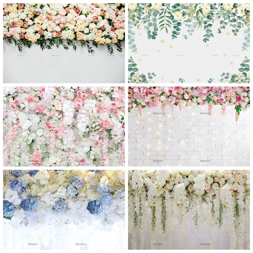 

Wedding Ceremony Photo Background Custom Flowers Wall Photocall Baby Birthday Portrait Photography Backdrop Photographic Studio