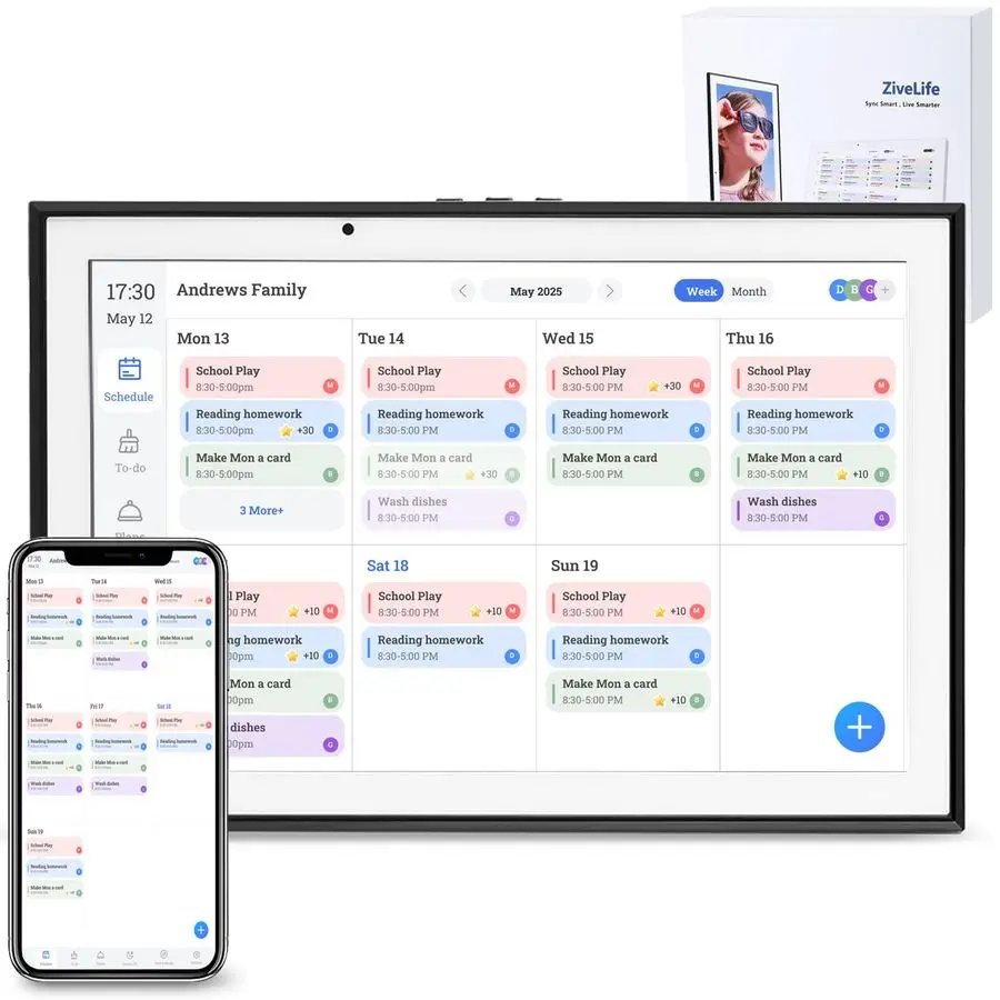 

Inch Digital Calendar HD Touchscreen Family Smart Calendar Electronic with Chore Chart amp Meal Planner, Interactive Display for