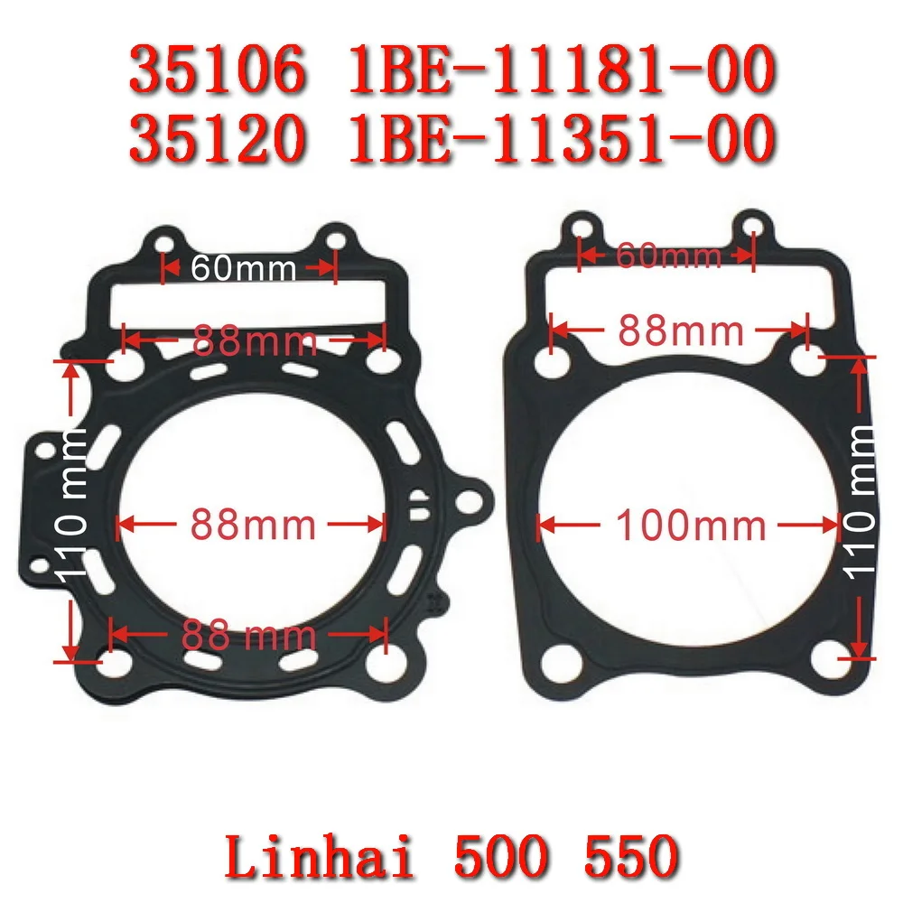 

Cylinder Gasket 35106 1BE-11181-00 35120 1BE-11351-00 For Linhai ATV 500D 500-D M550 EFI M550L