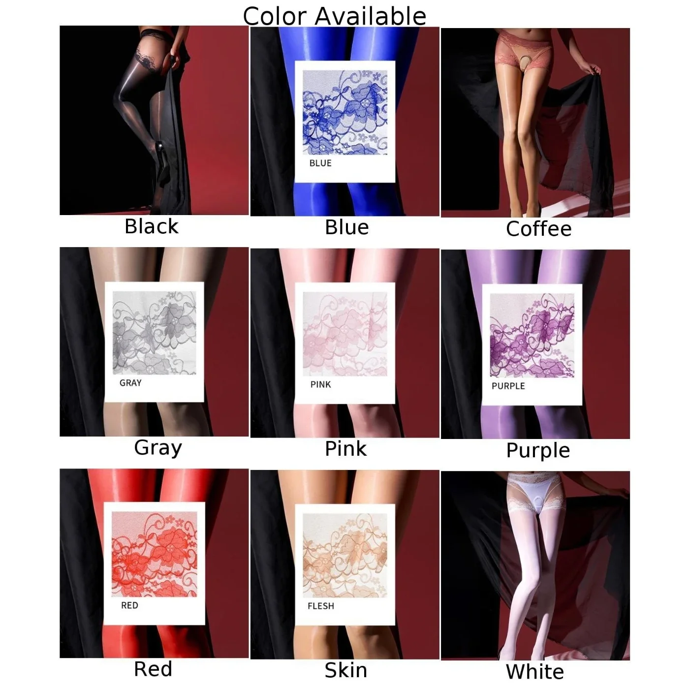 Women Seamless Pantyhose Comfortable Lace Sheer Stockings Sexy Underwear Woman Crothless Oil Hosiery Shiny Oily Shiny Tights