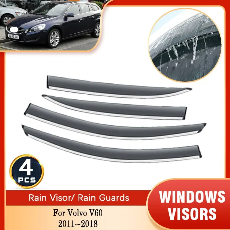 

For Volvo V60 V 60 2011 2012 2013 2014 2015 2016 2017 2018 Vent Visors Rain Eyebrow Wind Deflectors Side Windows Rain protection