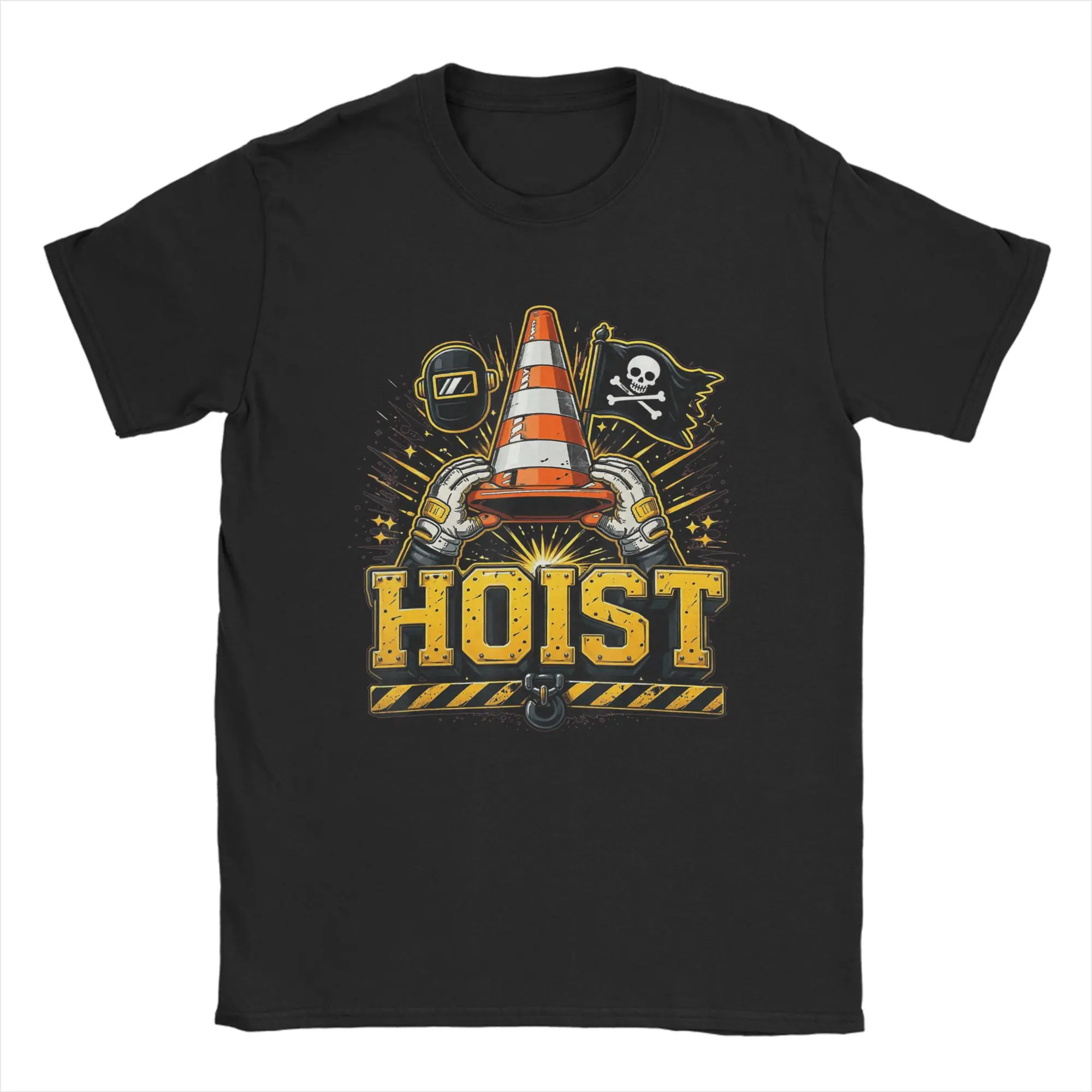 Camiseta masculina Skull Hoist The Cone Pirates Baseball, camiseta vintage de manga curta com gola redonda, 100% algodão, tops originais
