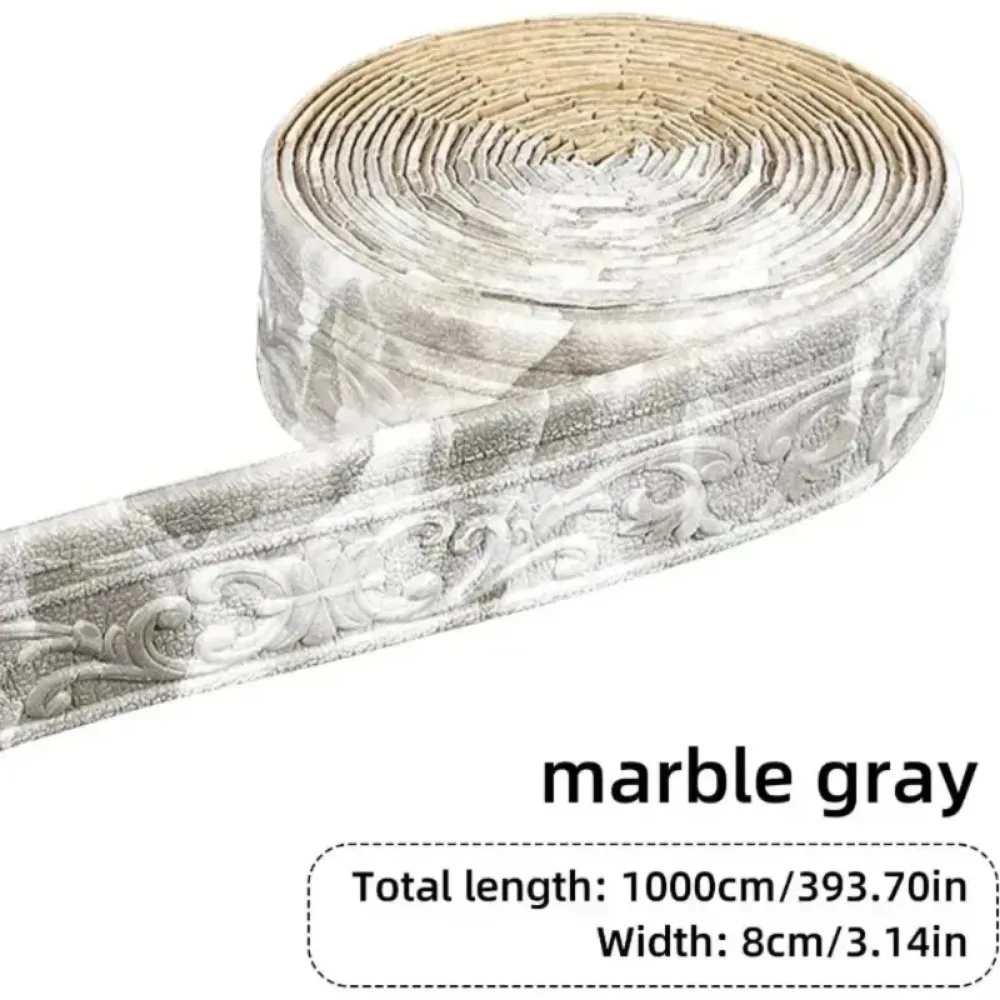 10M 3D Wall Trim Line Skirting Border Self-Adhesive Waterproof Baseboard Wall Sticker for Living Room Home Decoration