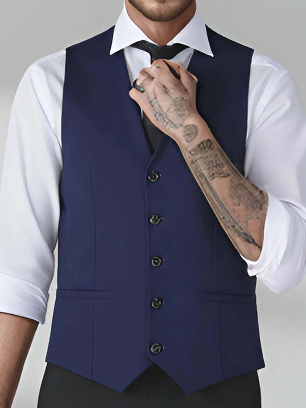 Commuter-style Men's Red Suit Vest Single-breasted V-neck Sleeveless Men Vests Jacket Available in Blue Black and Gray
