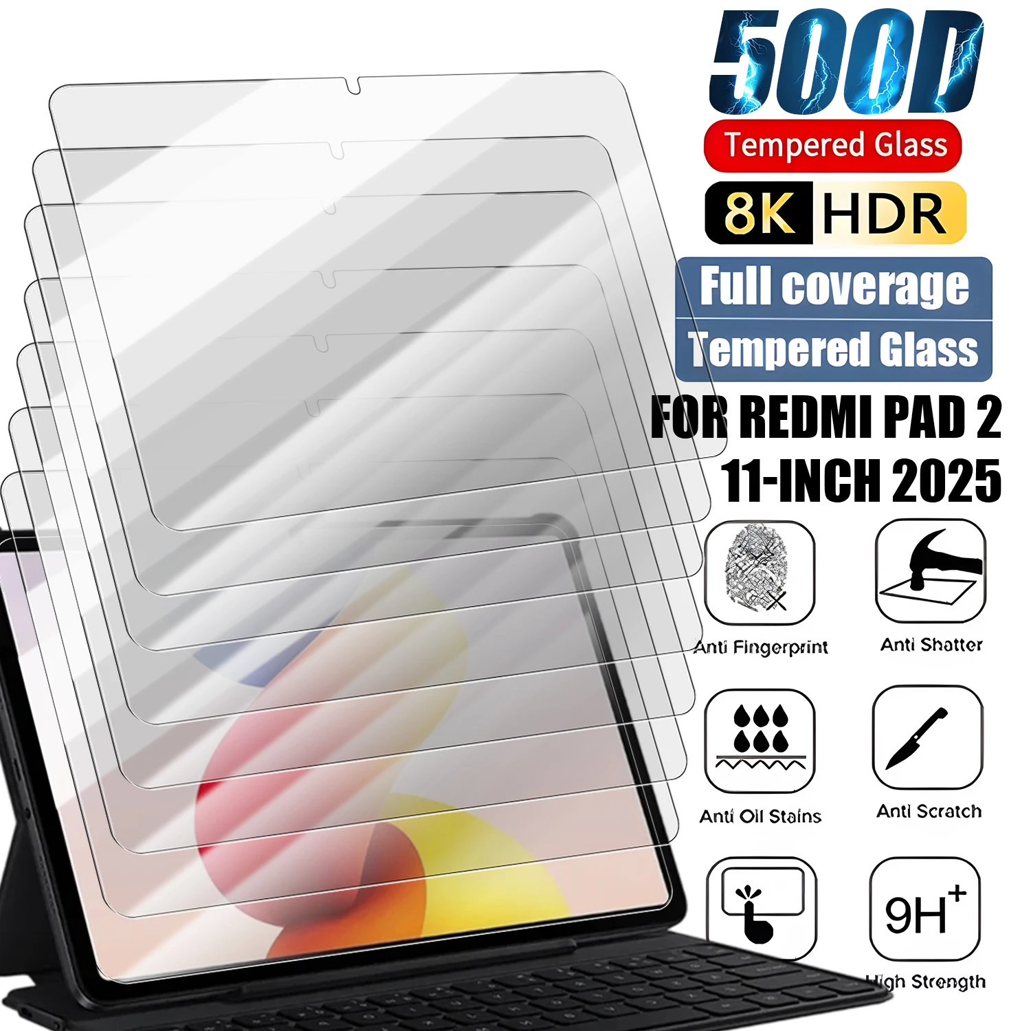 Kratzfester Schutz aus gehärtetem Glas für Redmi Pad 2 11 Zoll/Pad 2 Pro 12,1 Zoll Tablet-Displayschutzfolien Ultraklare Glasfolie – Detail 1