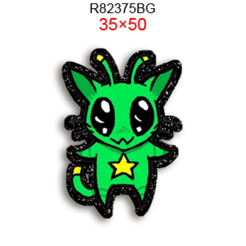5pcs Alien Airship Black Color Glitter Acrylic Flatback for Badge Hair Bow Keychain Reel Clip Decoration