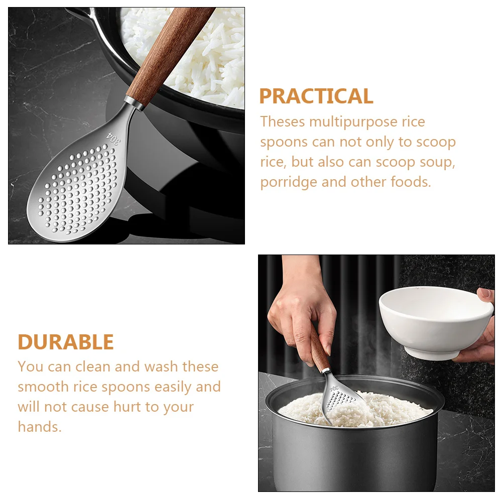 Stainless Steel Rice Spoon Ergonomic Kitchen Gadget For Rice Soup Porridge Serving Smooth Handle Home Restaurant