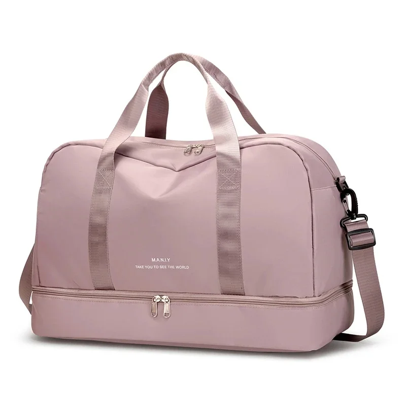 Bolsa de Ginástica de Grande Capacidade, Cor Sólida, com Compartimento Separado para Calçados, Bolsa de Viagem de Fim de Semana