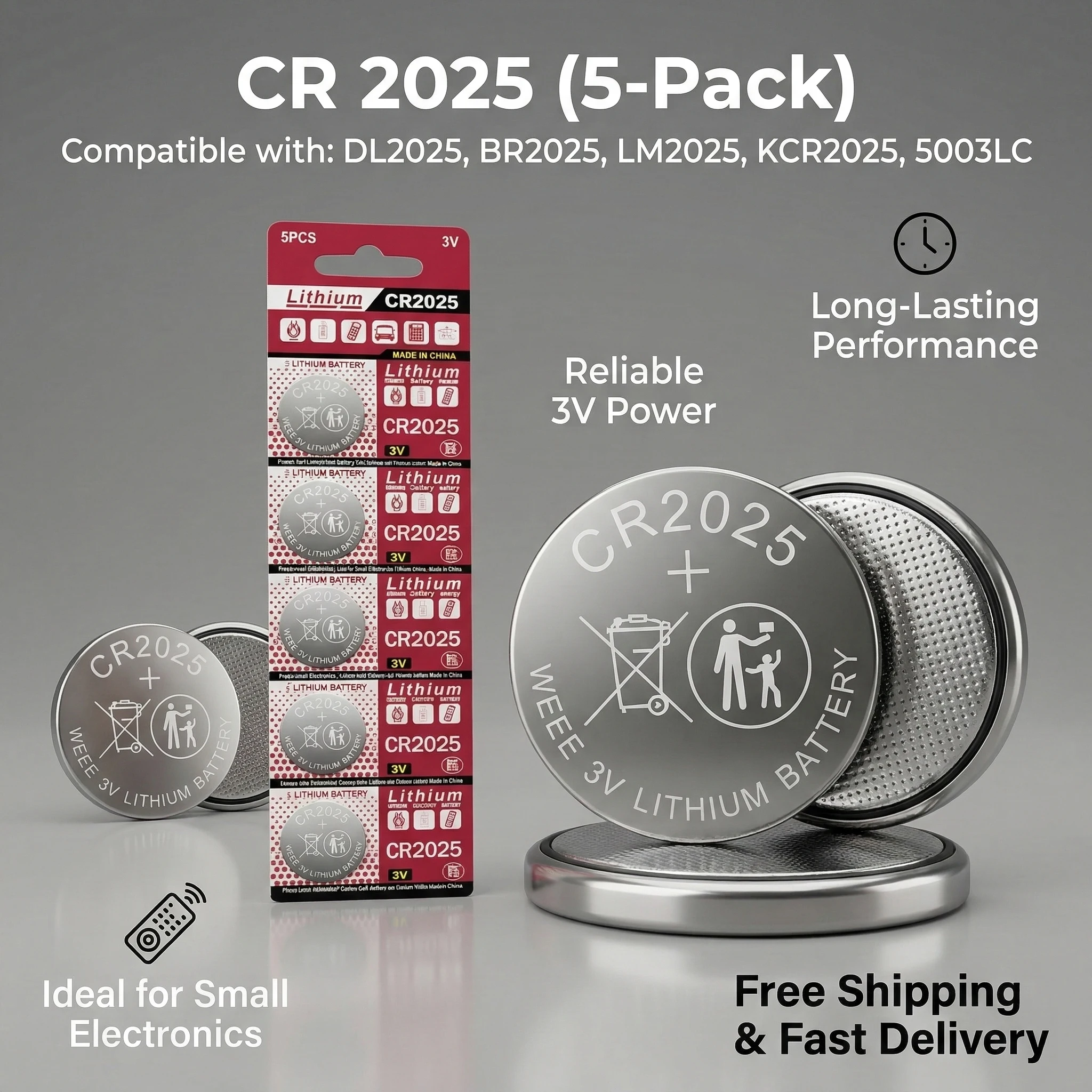 

2-10PCS 3V Lithium Battery CR2025 DL2025 BR2025 5003LC LM2025 Button Coin Cell for Watch Clock Toys