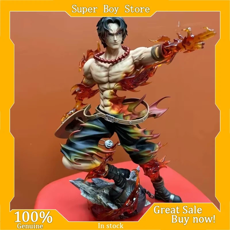 

26cm One Piece Portgas D Ace Figure Flower Flame Smiling Face Fingertip Scene Anime PVC Statue Desktop Decor Fan Collectible Toy