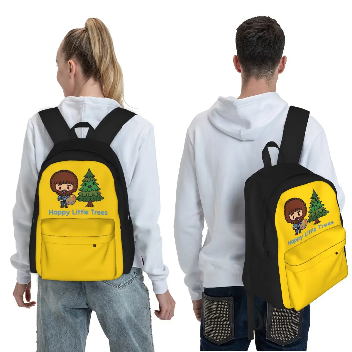HAPPY LITTLE TREES (BOB ROSS) Student Backpack School Bag Hiking Travel Daypack for Men Women Fashion Bookbag Shoulder Bags