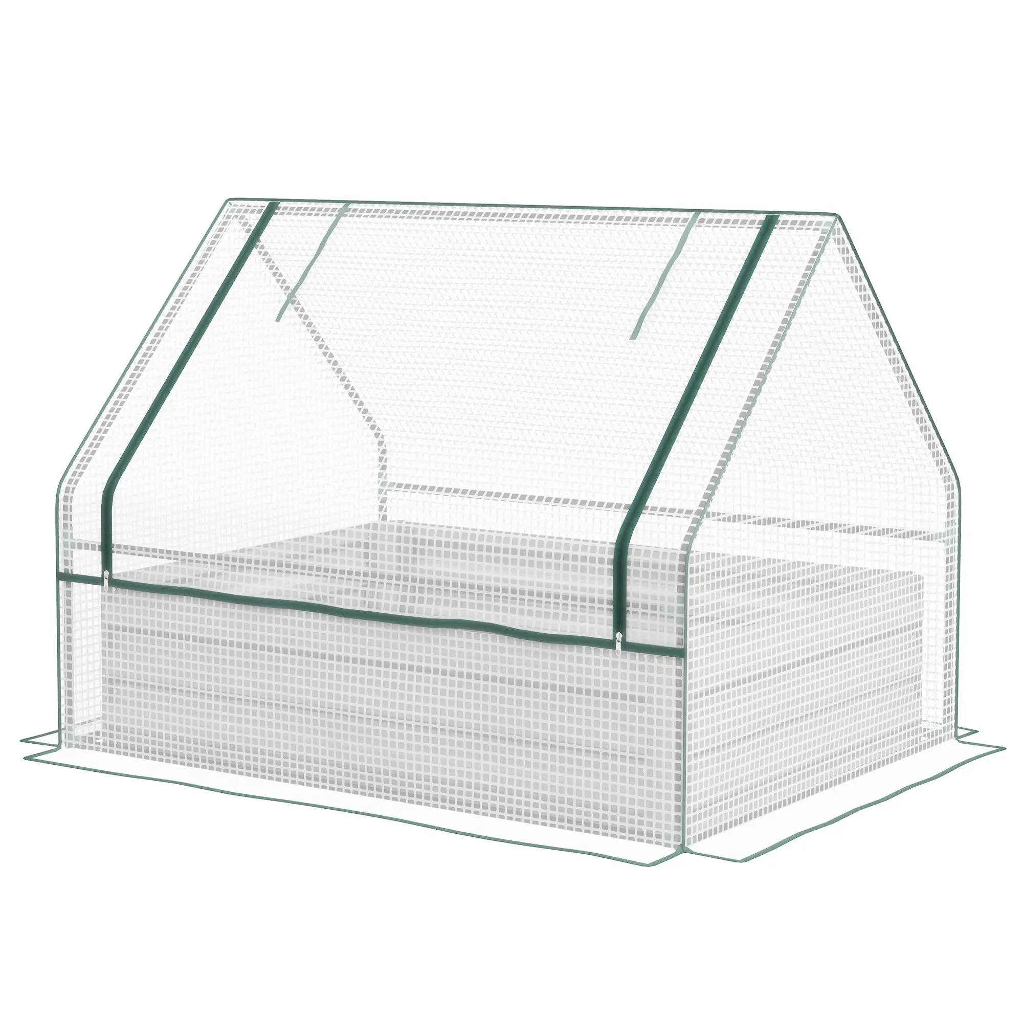 

For Outsunny Metal Raised Garden Bed with Greenhouse, Small Planter Box with White & Silver Cover for Outdoor Gardening