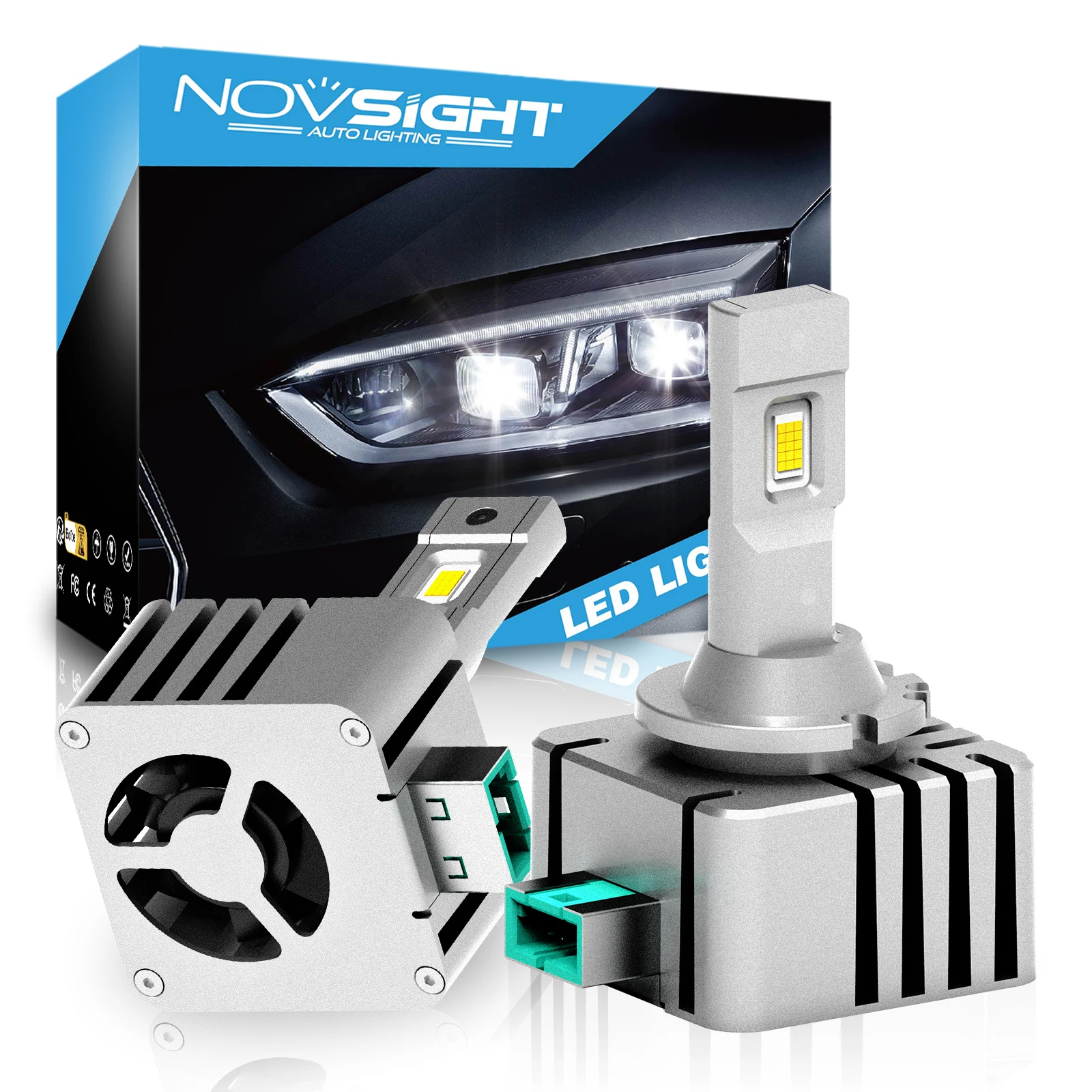 

NOVSIGHT D3S LED Headlights D1S D2S D4S 70W 20000LM Super Bright Car Headlight Bulbs 6500K White Plug and Play Auto Headlamp