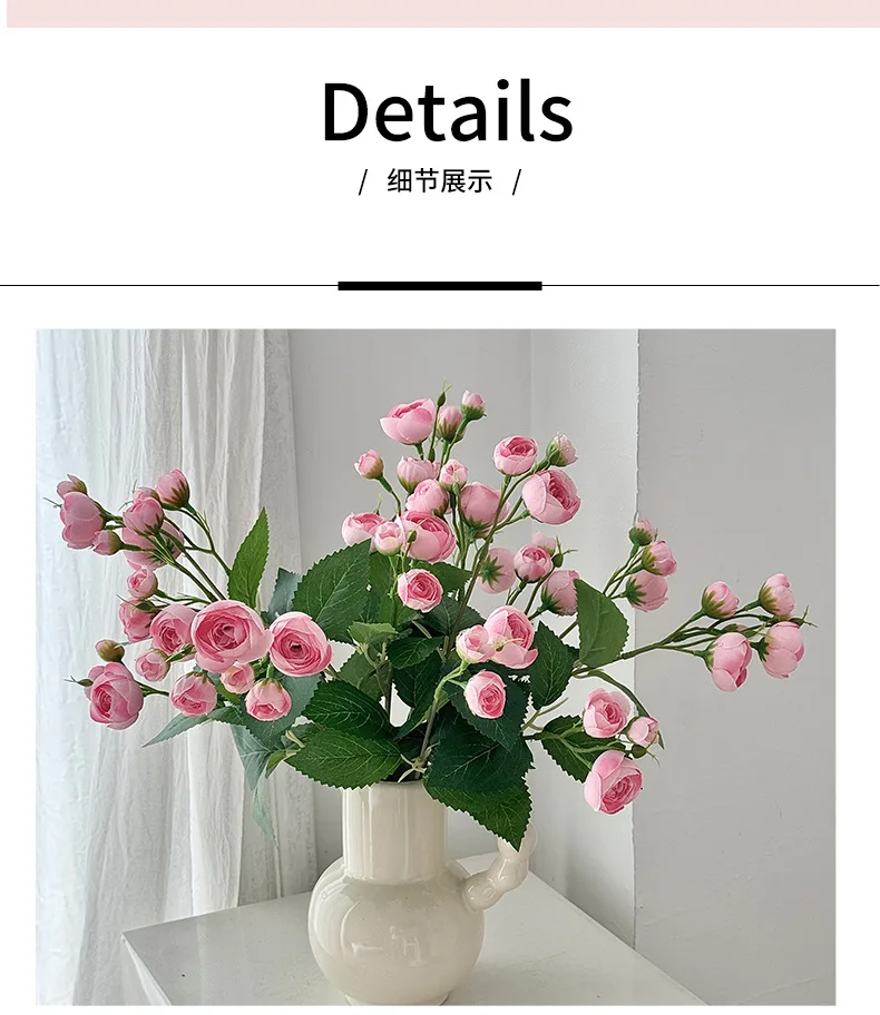 18 Inch 12 Head Artificial Camellia Bud Bouquet Faux Silk Flowers For Home Living Room Decoration Wedding Hotel Display Props