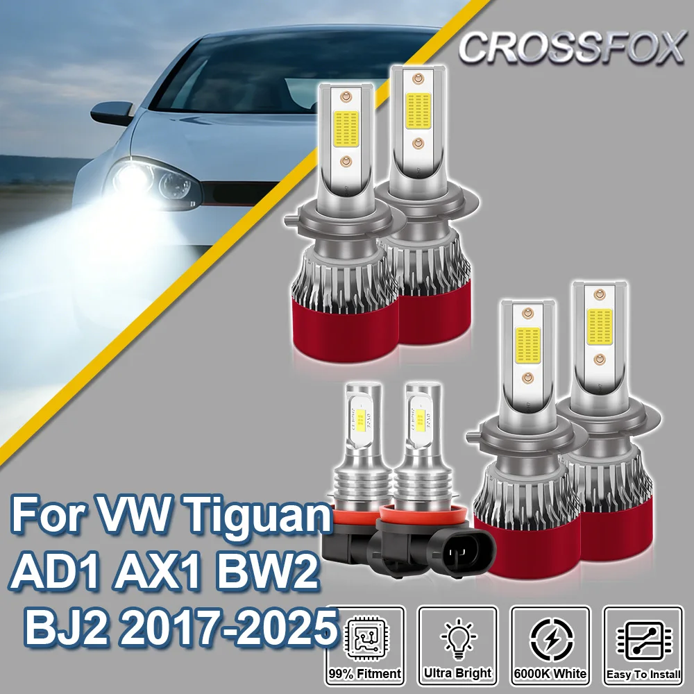 CROSSFOX Para VW Tiguan AD1 AX1 BW2 BJ2 2017 2018 2019 2020-2025 Bombillas LED Canbus de Alta Calidad para Faros Delanteros Turbo