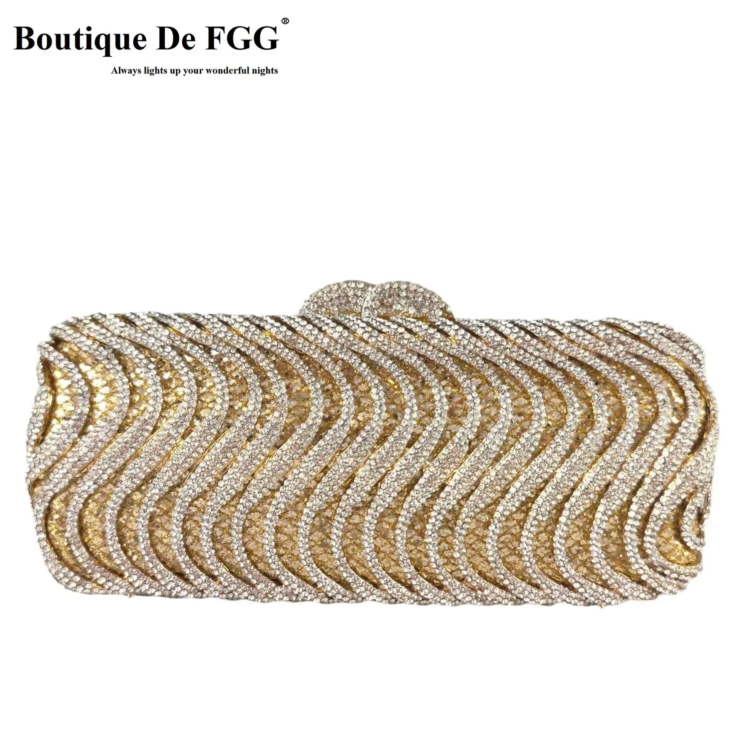 Boutique De FGG Luxury Rhinestone Evening Bags and Clutches for Women Formal Party Crystal Purses Bride Wedding Diamond Handbags