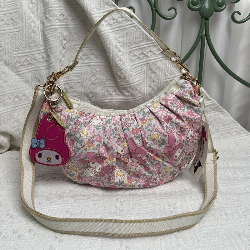 8-calowa nowa kreskówka Sanrio moja melodia z nadrukiem Anime damska płócienna torba uniwersalna torebka Crossbody torba Tote Festival prezent