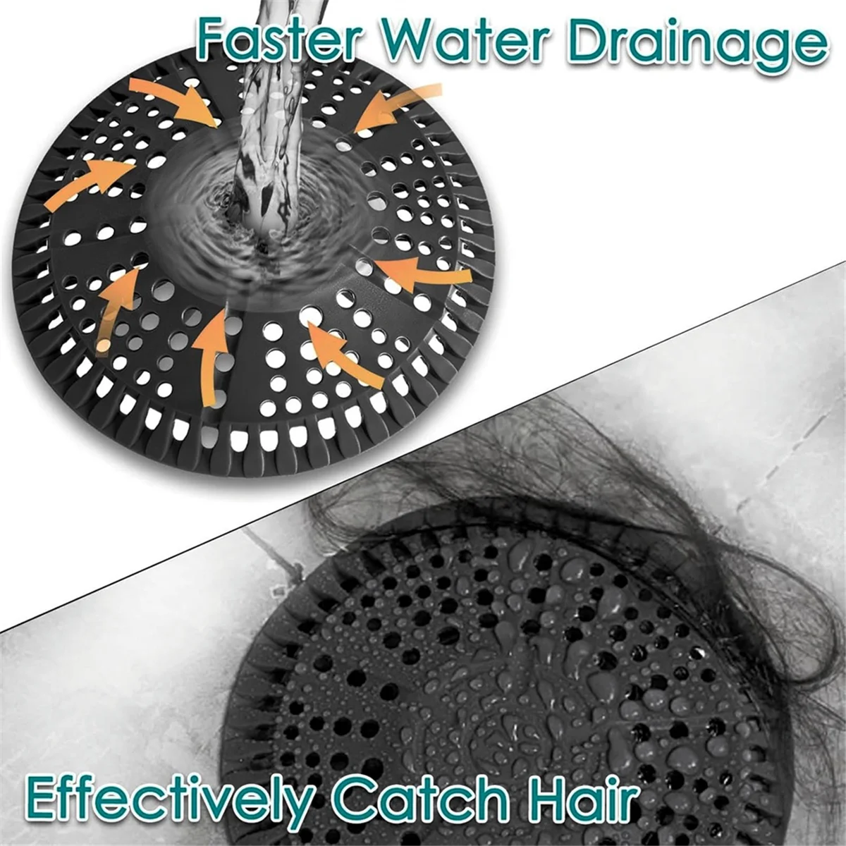 N37R_Shower Hair Drain Catcher, 2 Pack Silicone Drain Protector Strainer