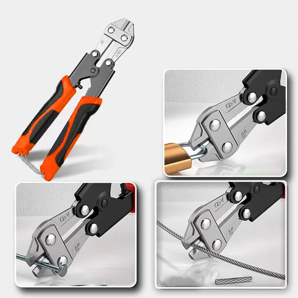Mini Bolt Cutter 8-inch, Spring Loaded Wire Cutters Heavy Duty With Soft Anti-slip Handle, Small Bolt Cutter, Wire Cable Cutter